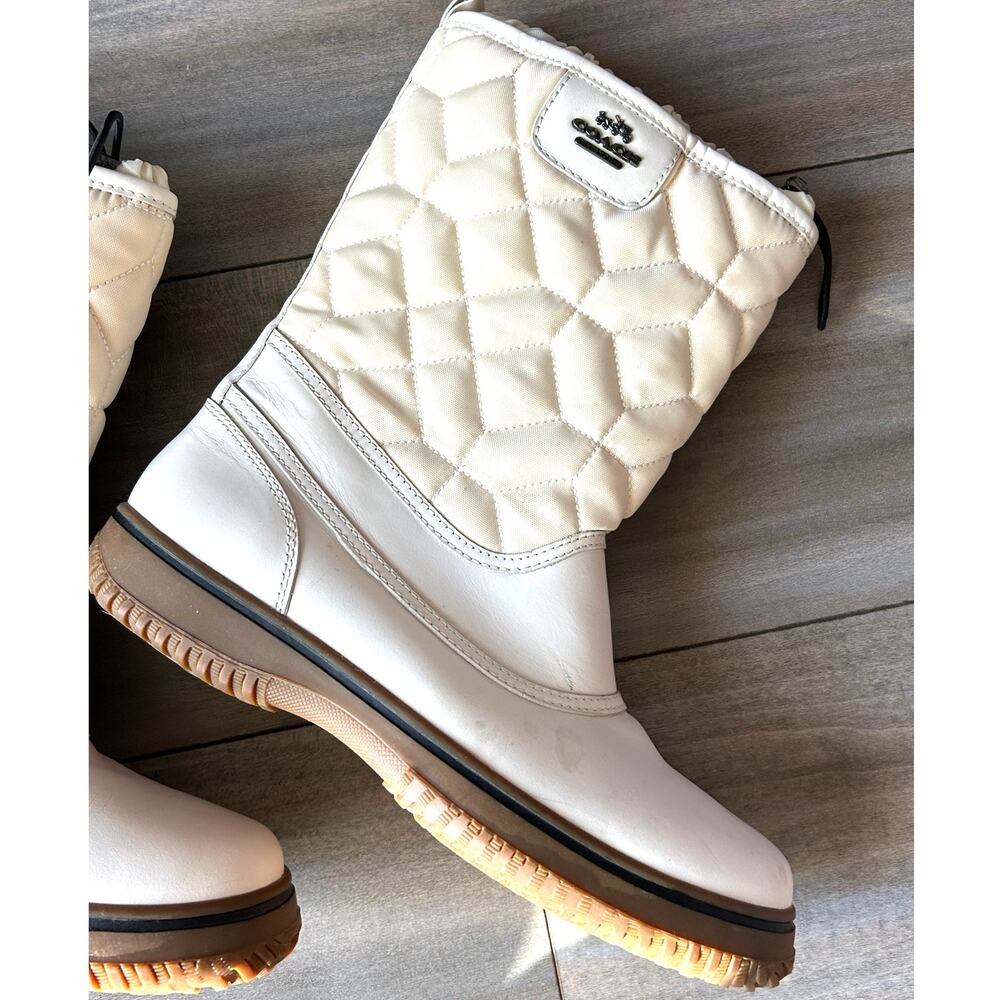 Coach Quilted Snow Boots in Winter White